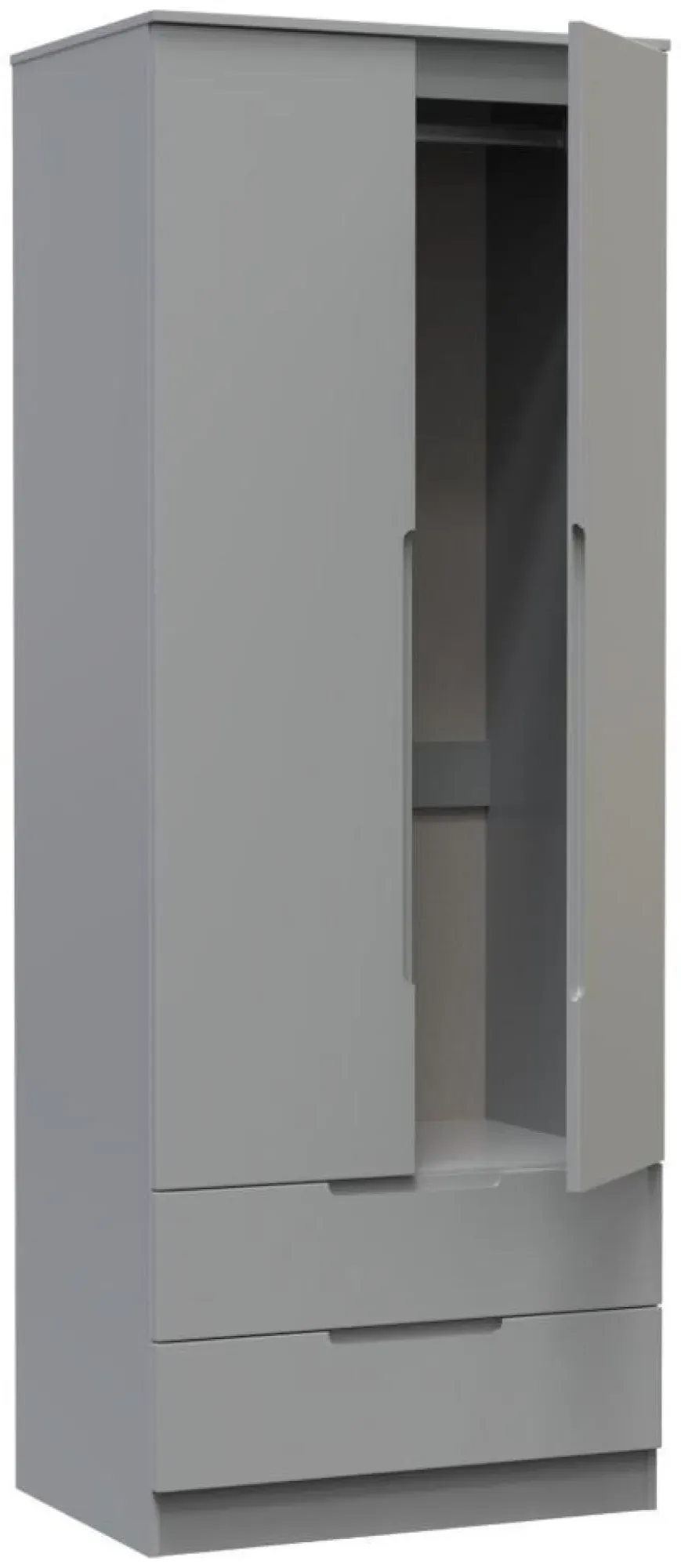 Milan 2 Door 2 Drawer Double Wardrobe - Grey