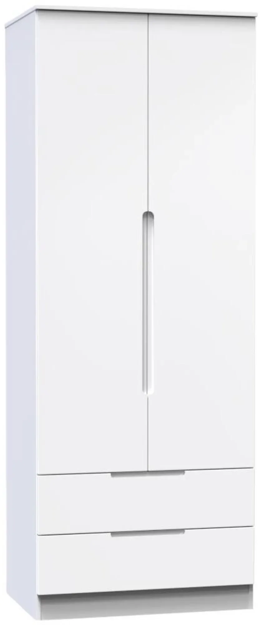 Milan 2 Door 2 Drawer Double Wardrobe - White Gloss