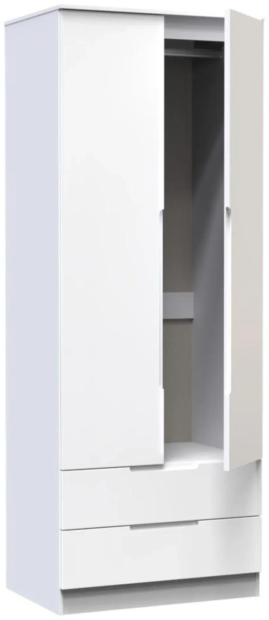 Milan 2 Door 2 Drawer Double Wardrobe - White Gloss