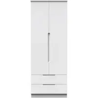 Milan 2 Door 2 Drawer Double Wardrobe - White Gloss