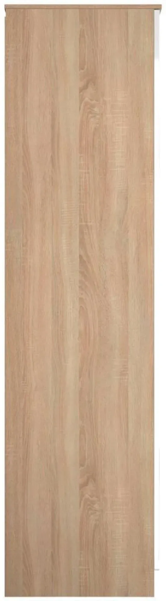 Milan 2 Door Tall Wardrobe - White Gloss, Oak Effect