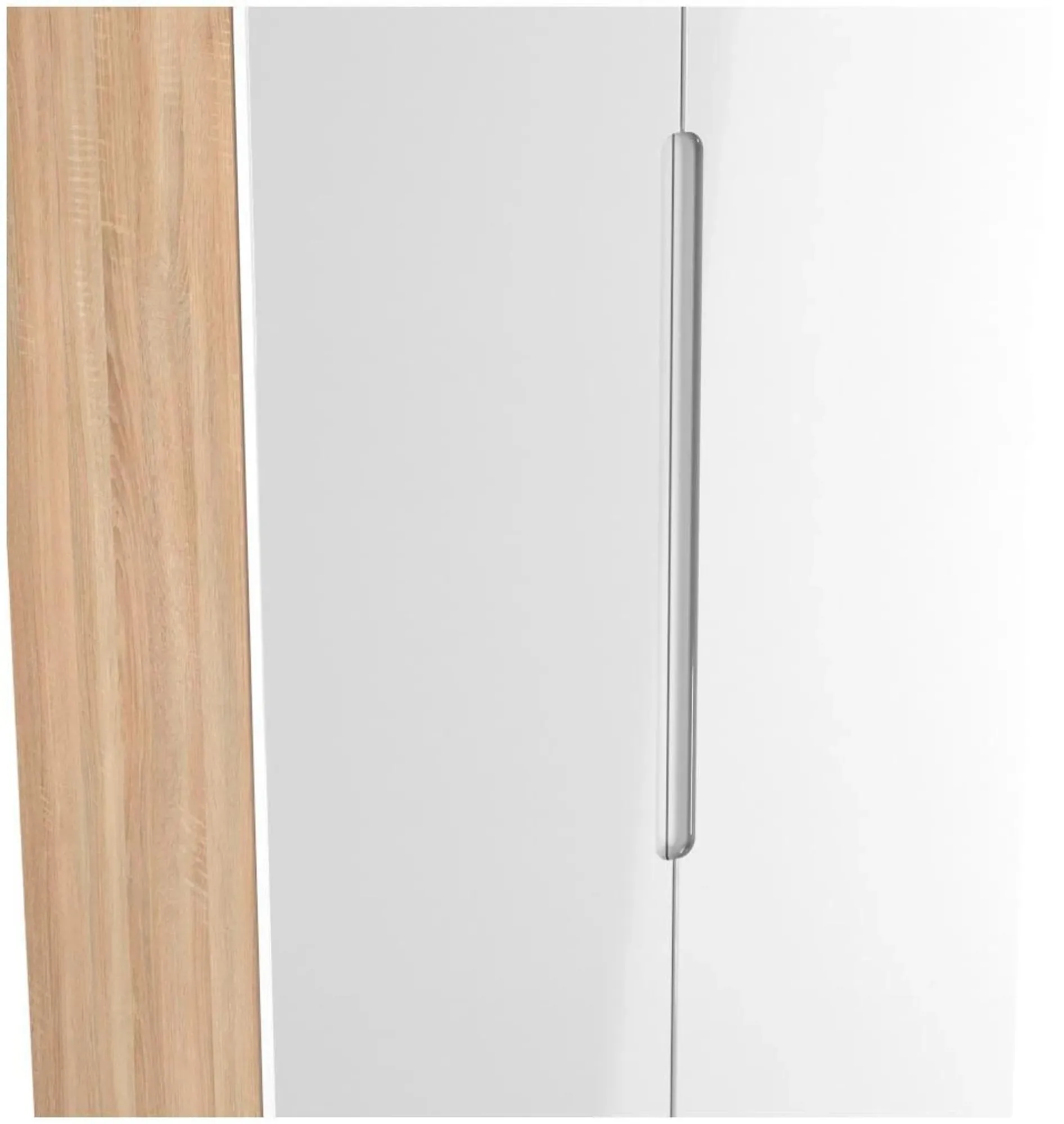 Milan 2 Door Tall Wardrobe - White Gloss, Oak Effect
