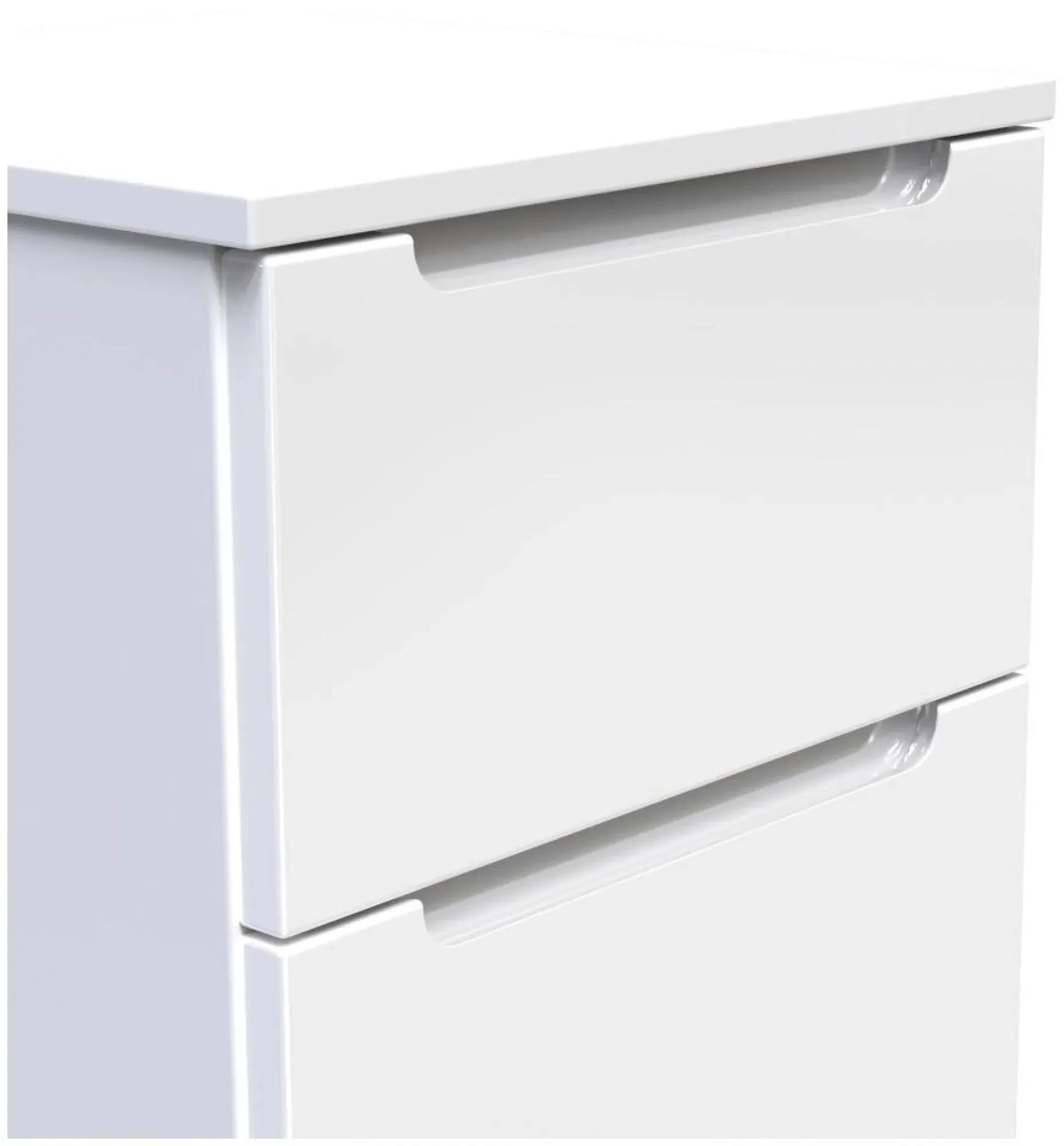 Milan 2 Drawer Bedside Cabinet - White Gloss