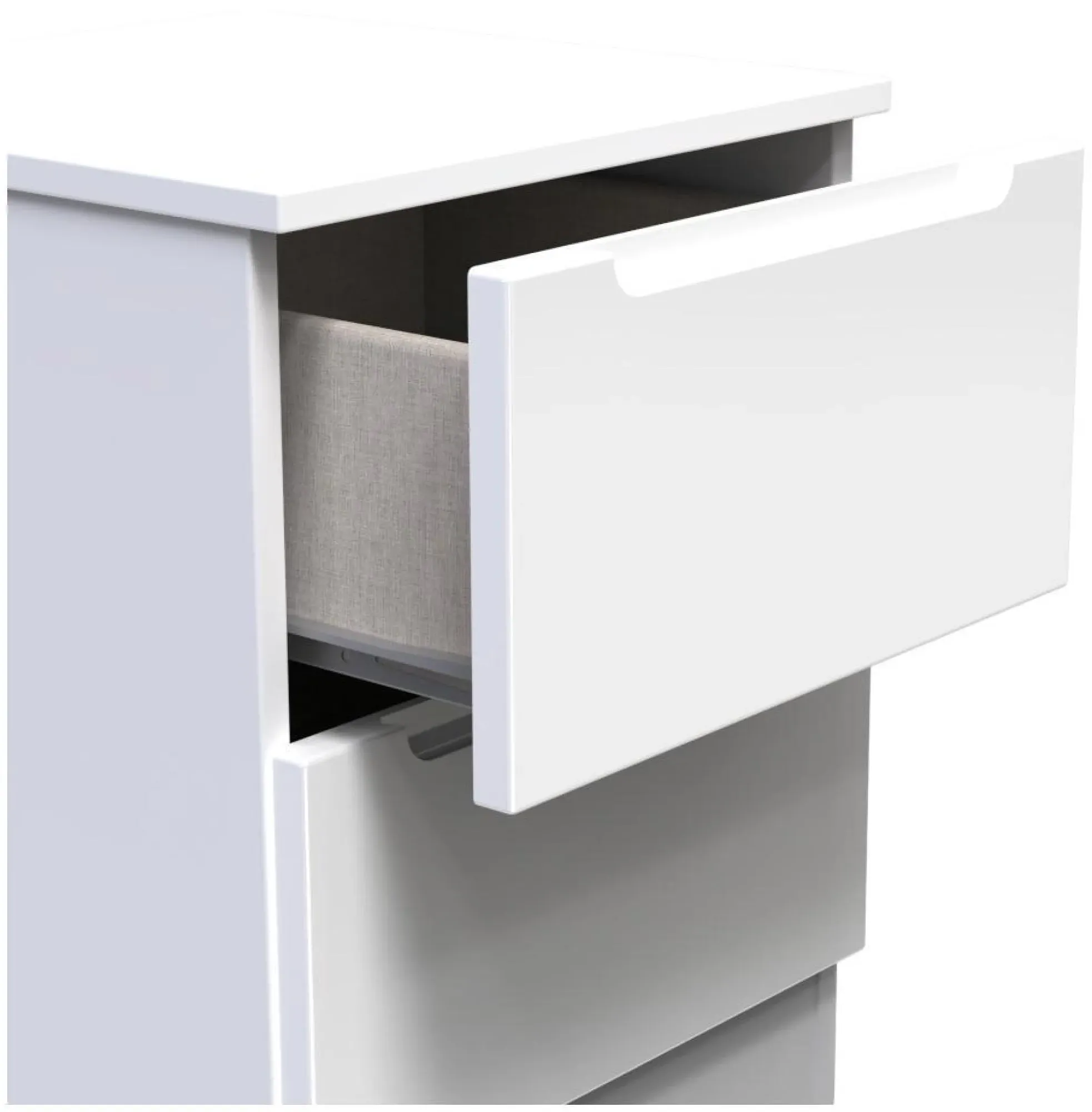 Milan 2 Drawer Bedside Cabinet - White Gloss