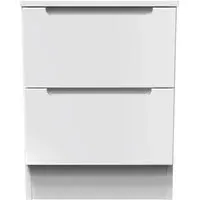 Milan 2 Drawer Bedside Cabinet - White Gloss