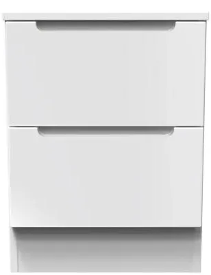 Milan 2 Drawer Bedside Cabinet - White Gloss