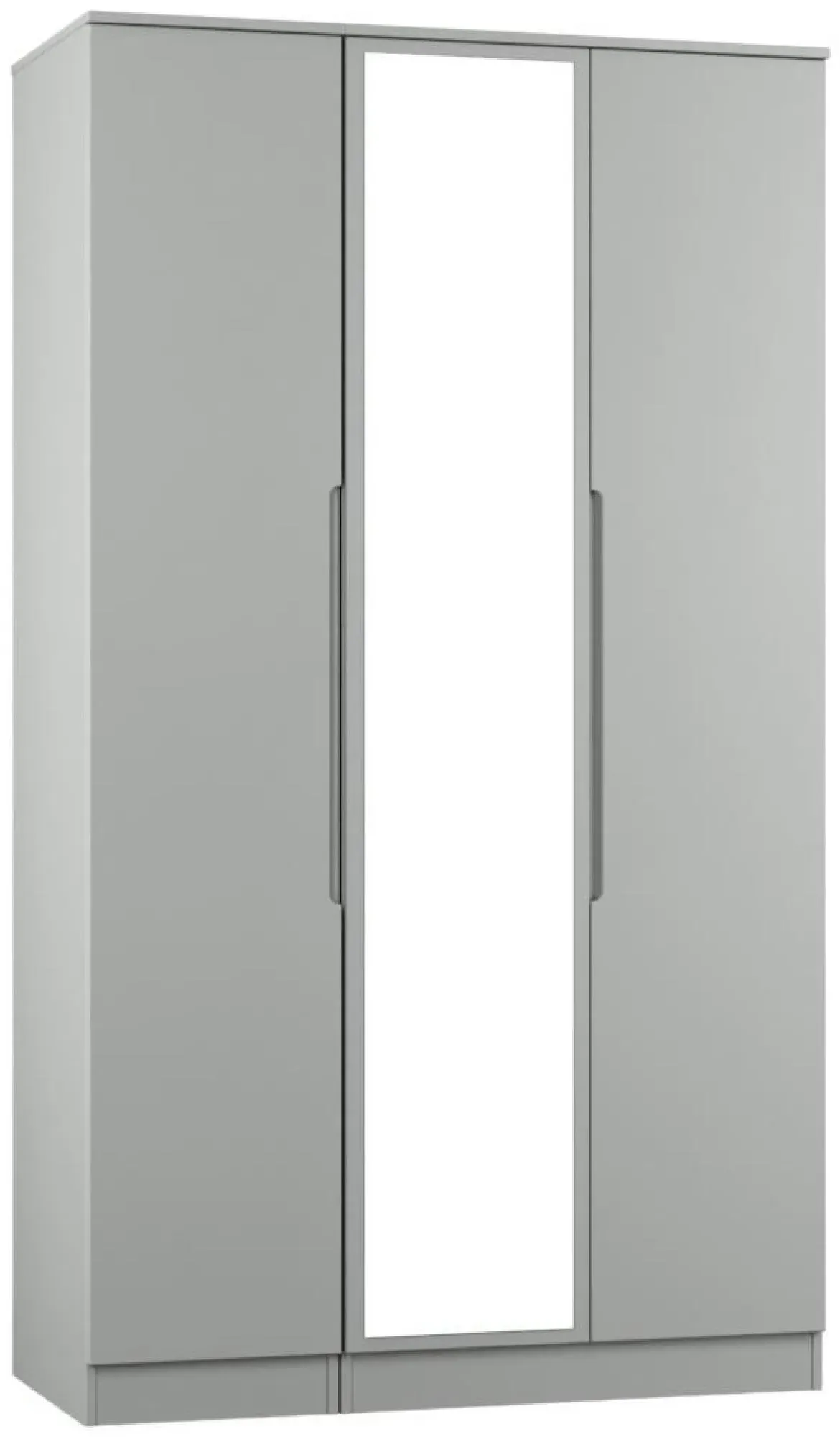 Milan 3 Door Tall Triple Wardrobe with Mirror - Grey