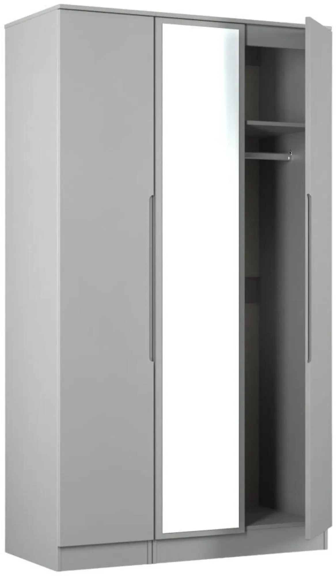 Milan 3 Door Tall Triple Wardrobe with Mirror - Grey