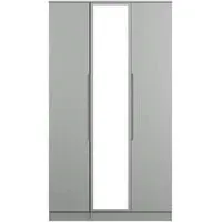 Milan 3 Door Tall Triple Wardrobe with Mirror - Grey