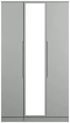Milan 3 Door Tall Triple Wardrobe with Mirror - Grey