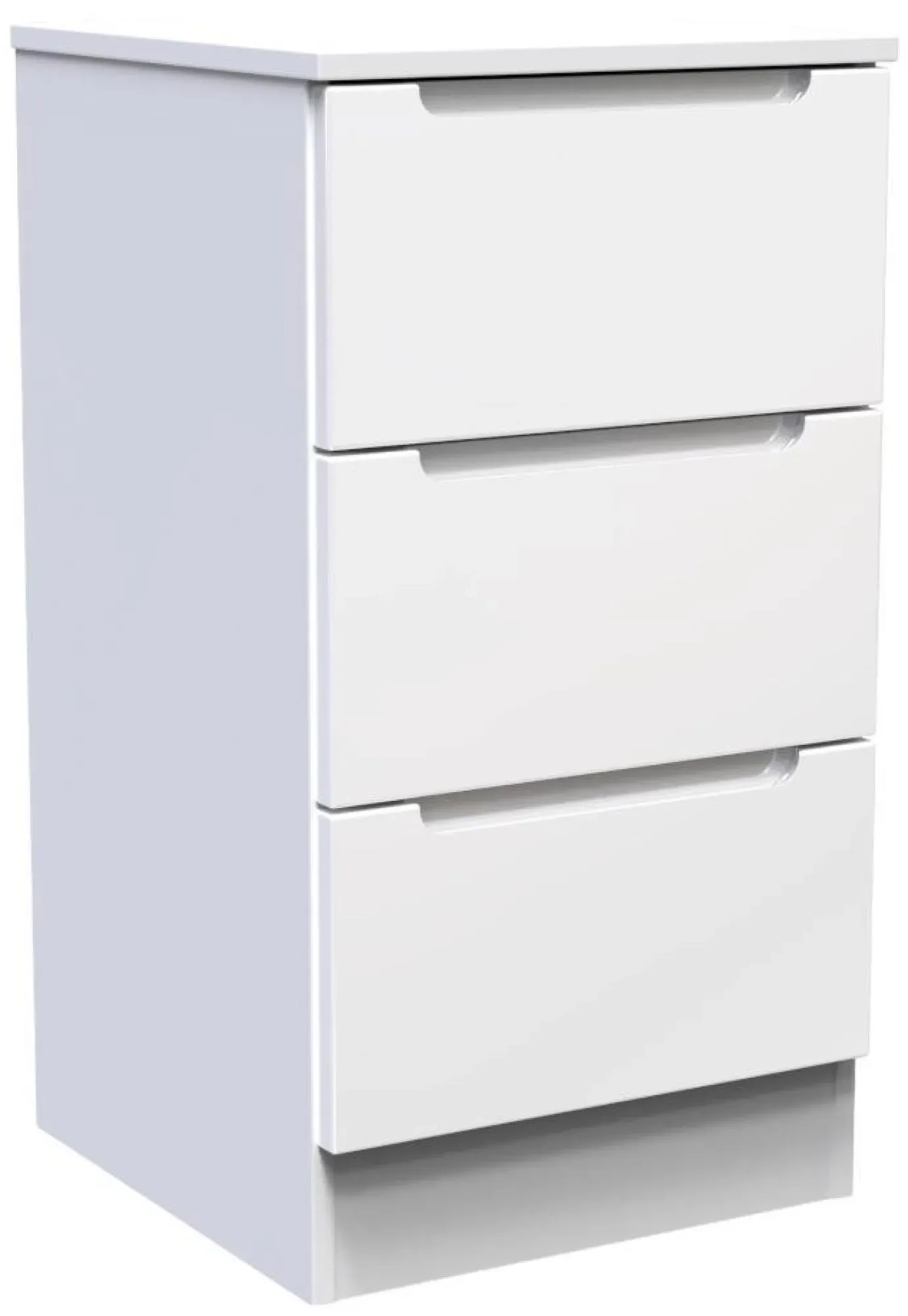 Milan 3 Drawer Bedside Cabinet - White Gloss