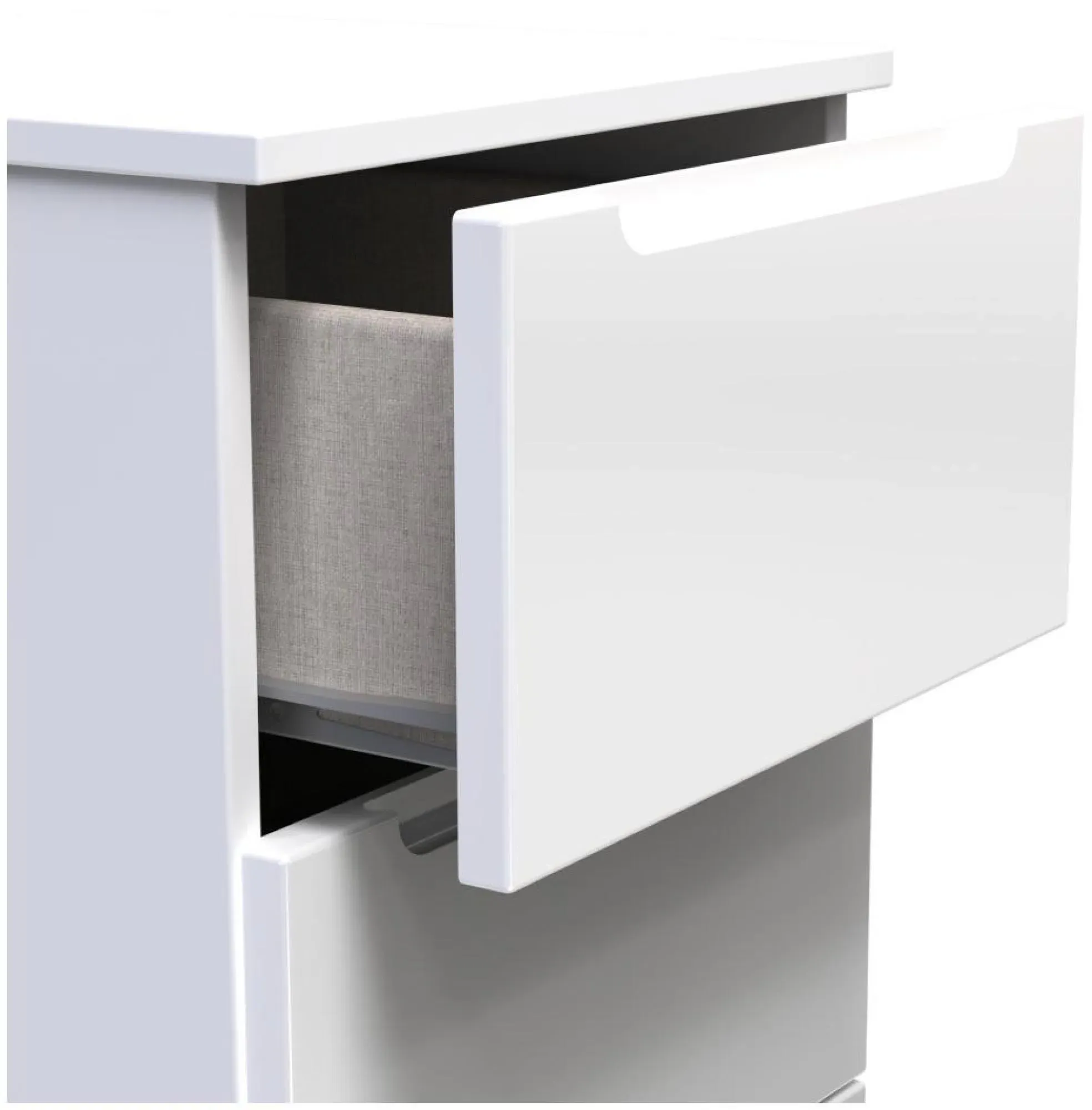 Milan 3 Drawer Bedside Cabinet - White Gloss