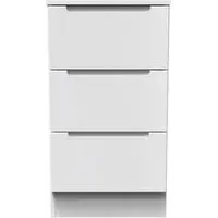 Milan 3 Drawer Bedside Cabinet - White Gloss