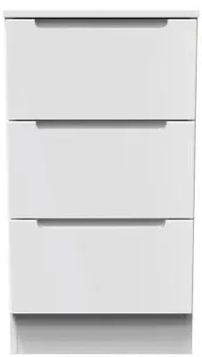 Milan 3 Drawer Bedside Cabinet - White Gloss