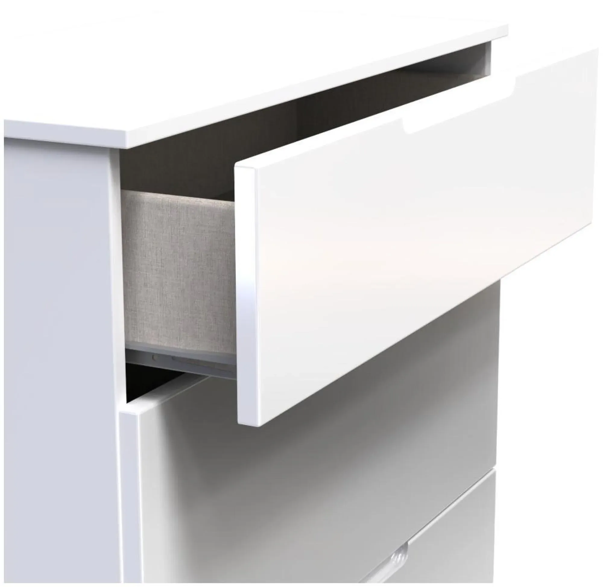 Milan 3 Drawer Deep Chest - White Gloss