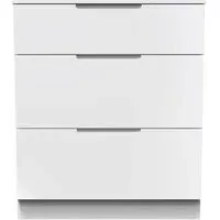 Milan 3 Drawer Deep Chest - White Gloss