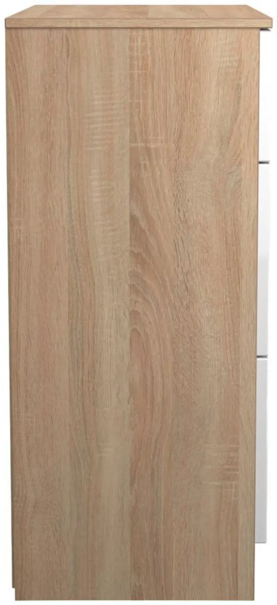 Milan 3 Drawer Deep Chest - White Gloss, Oak Effect