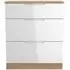 Milan 3 Drawer Deep Chest - White Gloss, Oak Effect