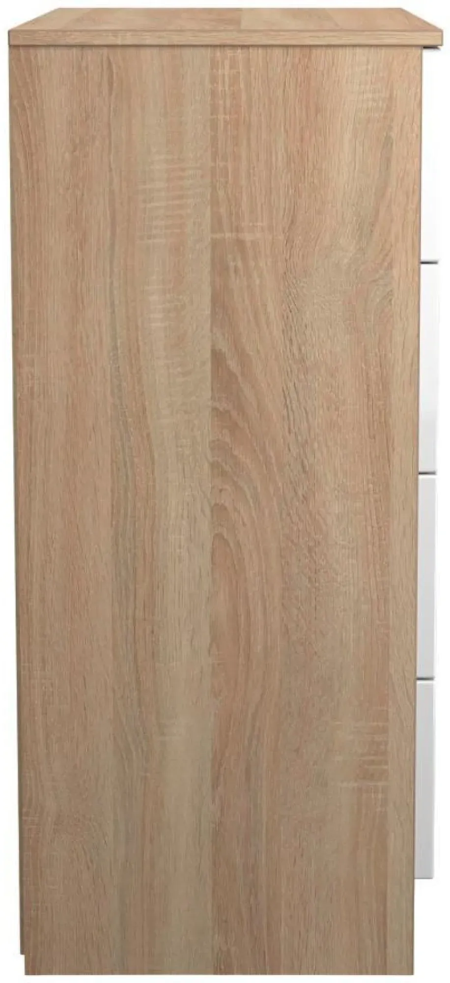 Milan 4 Drawer Chest - White Gloss, Oak Effect