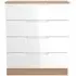 Milan 4 Drawer Chest - White Gloss, Oak Effect