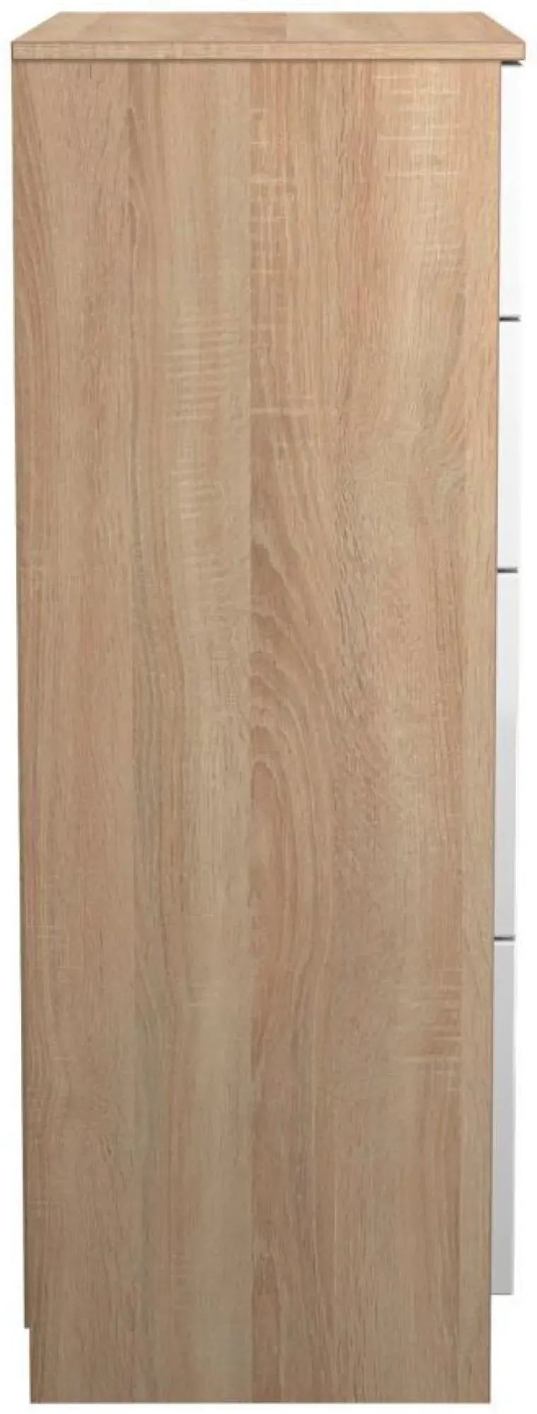 Milan 4 Drawer Deep Chest - White Gloss, Oak Effect