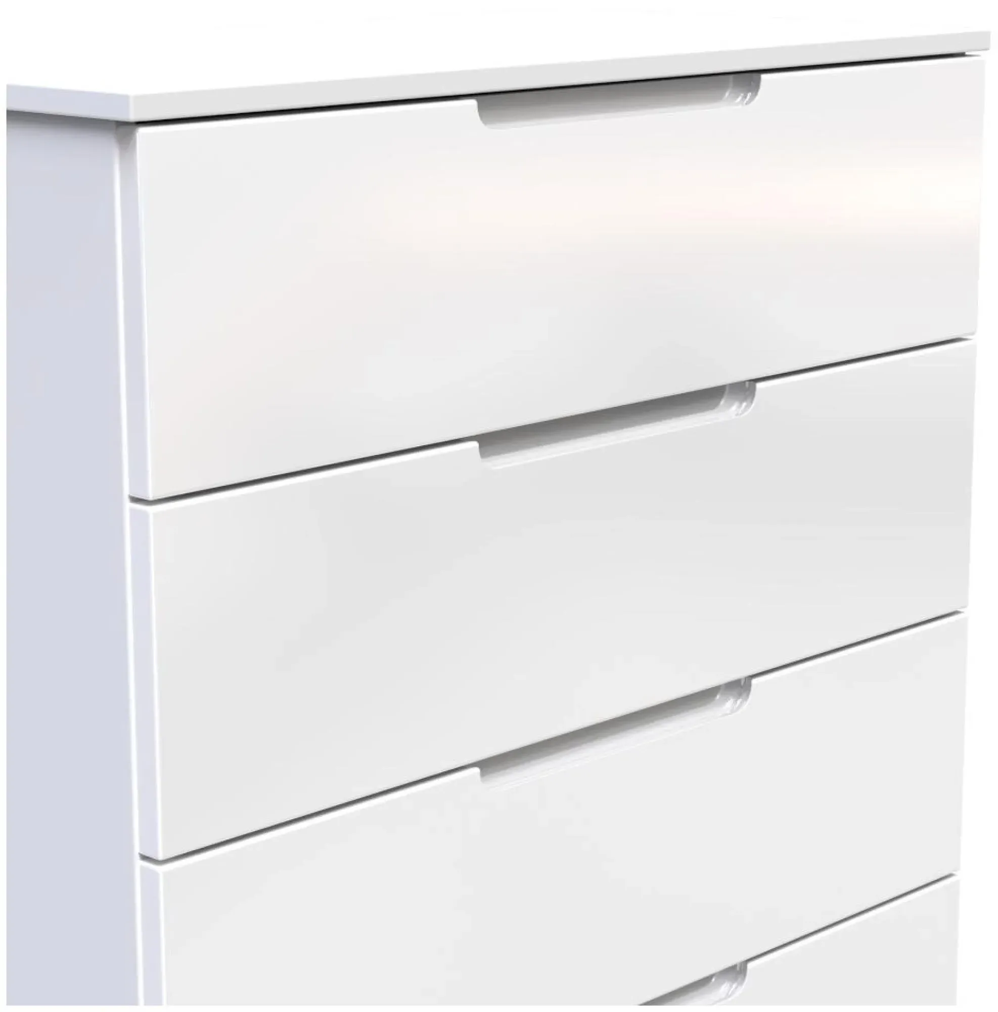 Milan 5 Drawer Chest - White Gloss