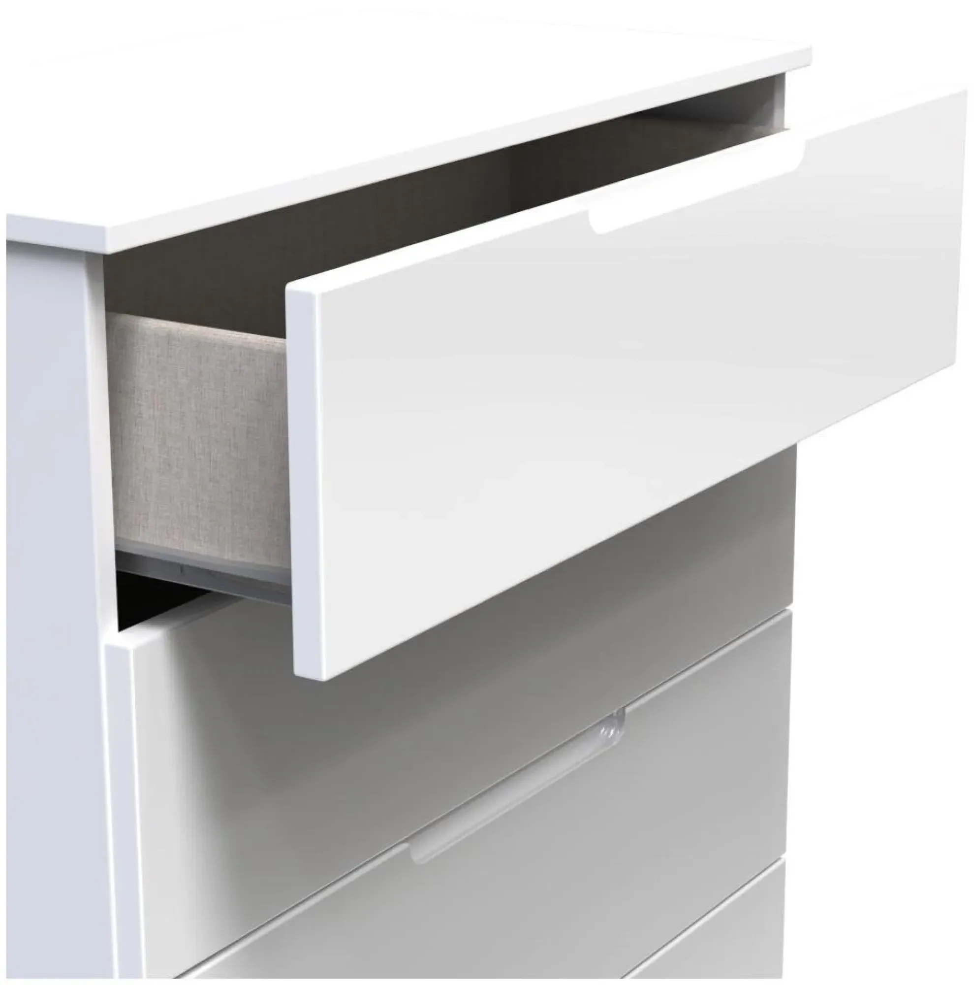 Milan 5 Drawer Chest - White Gloss