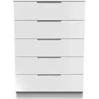 Milan 5 Drawer Chest - White Gloss