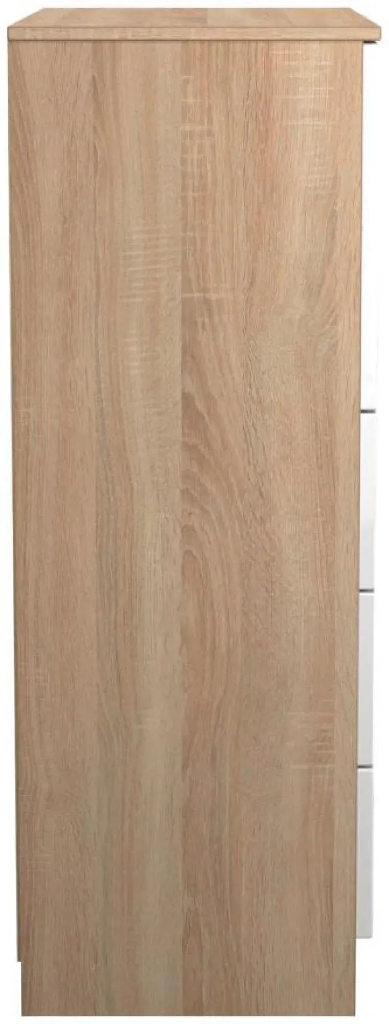 Milan 5 Drawer Chest - White Gloss, Oak