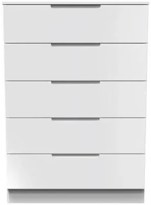 Milan 5 Drawer Chest - White Gloss