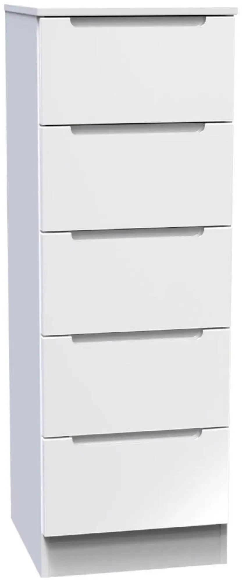 Milan 5 Drawer Narrow Chest - White Gloss