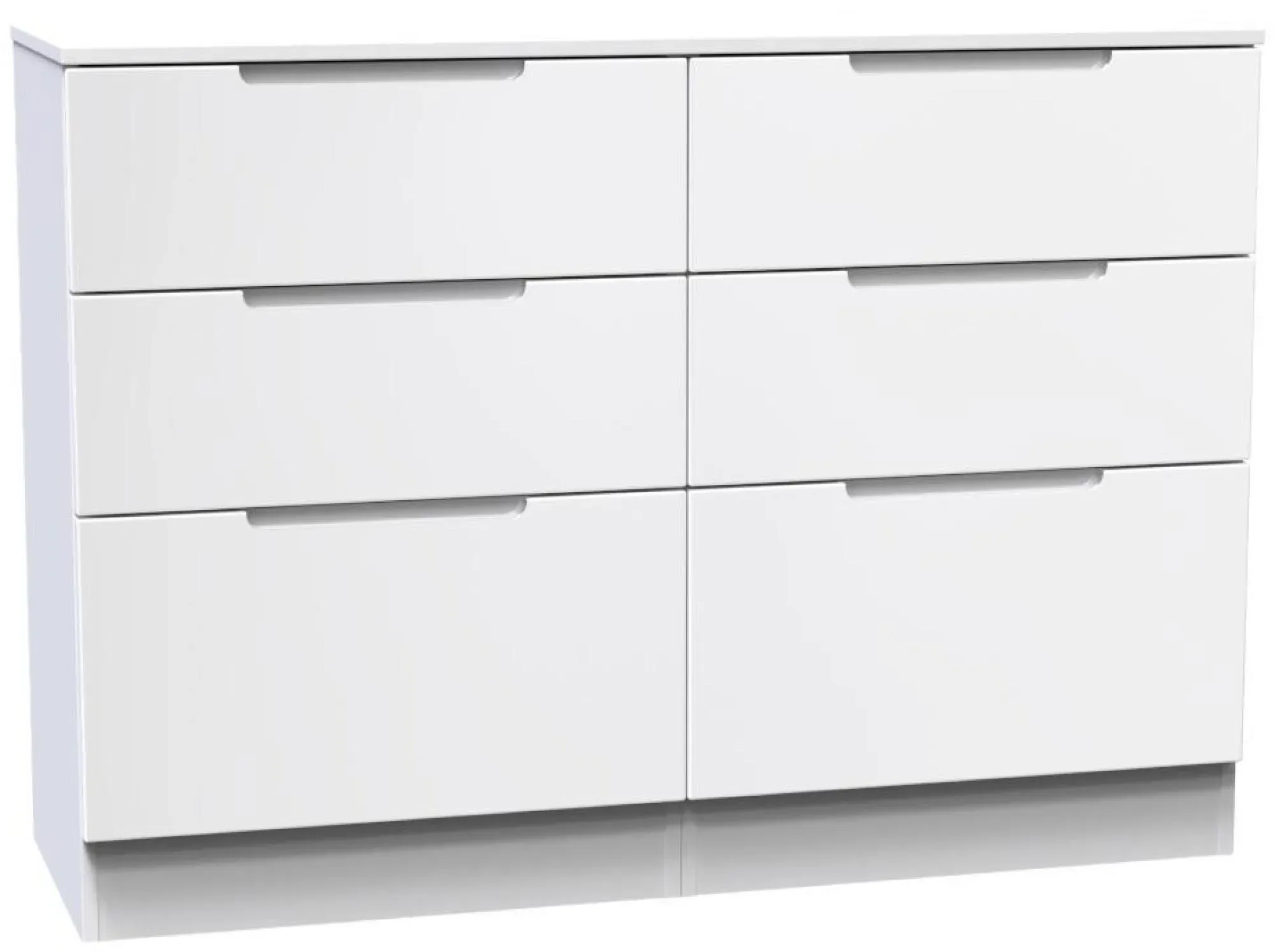 Milan 6 Drawer Midi Chest - White Gloss