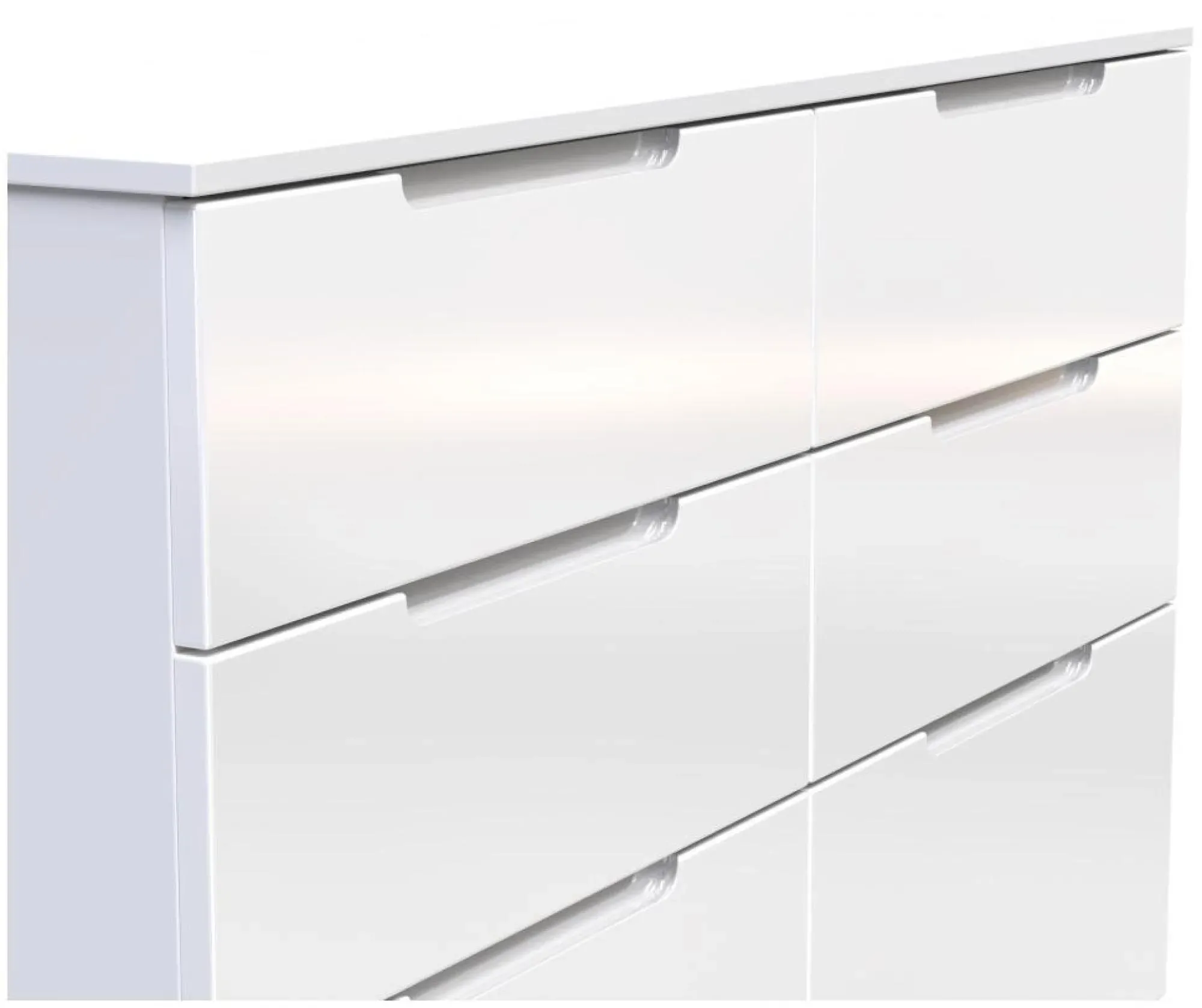 Milan 6 Drawer Midi Chest - White Gloss