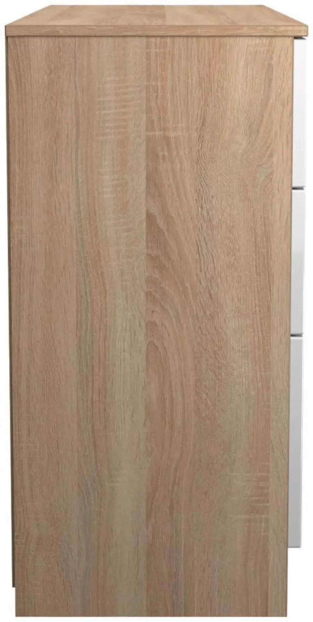 Milan 6 Drawer Midi Chest - White Gloss, Oak Effect