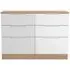 Milan 6 Drawer Midi Chest - White Gloss, Oak Effect