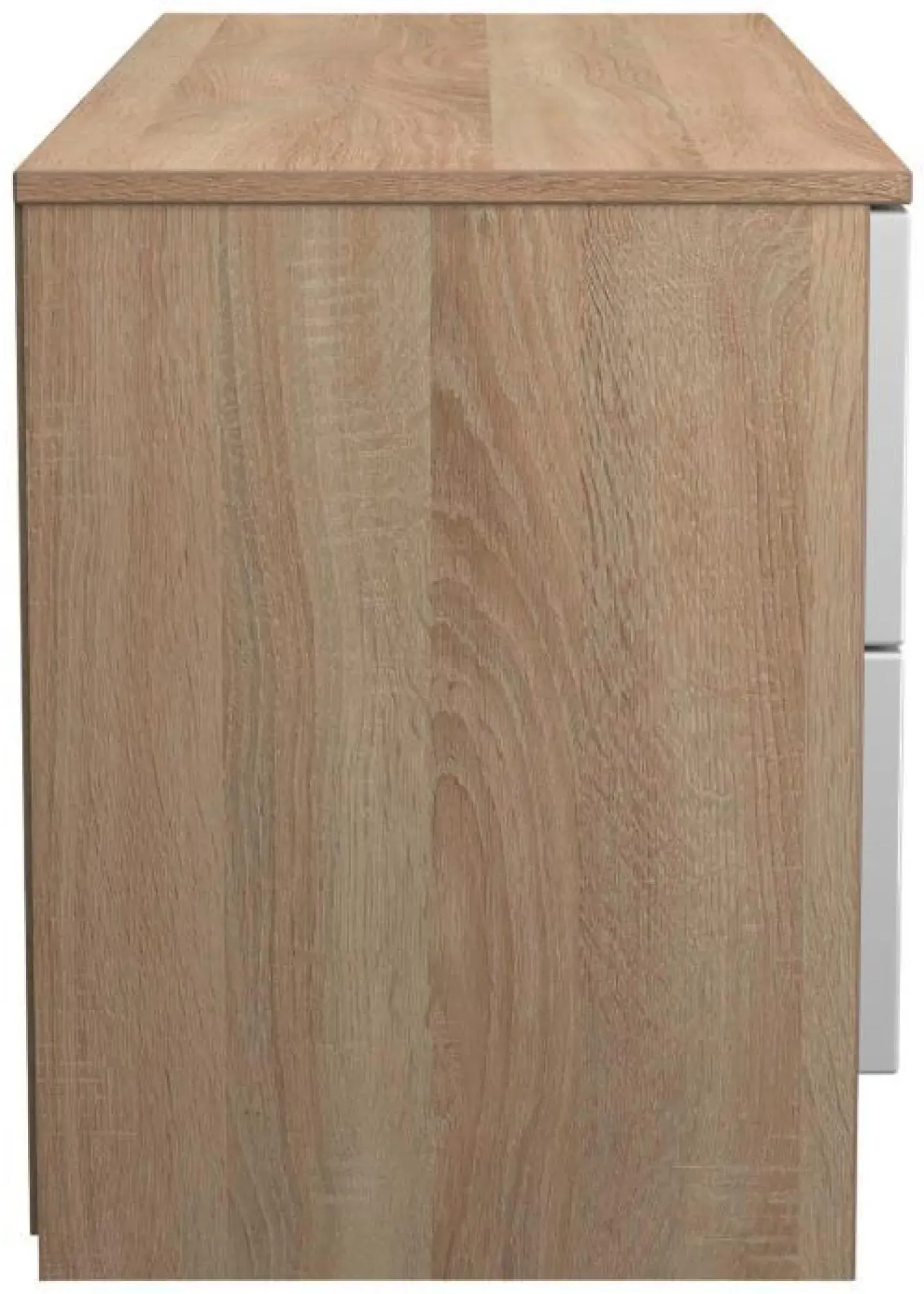 Milan Bed Box - White Gloss, Oak Effect