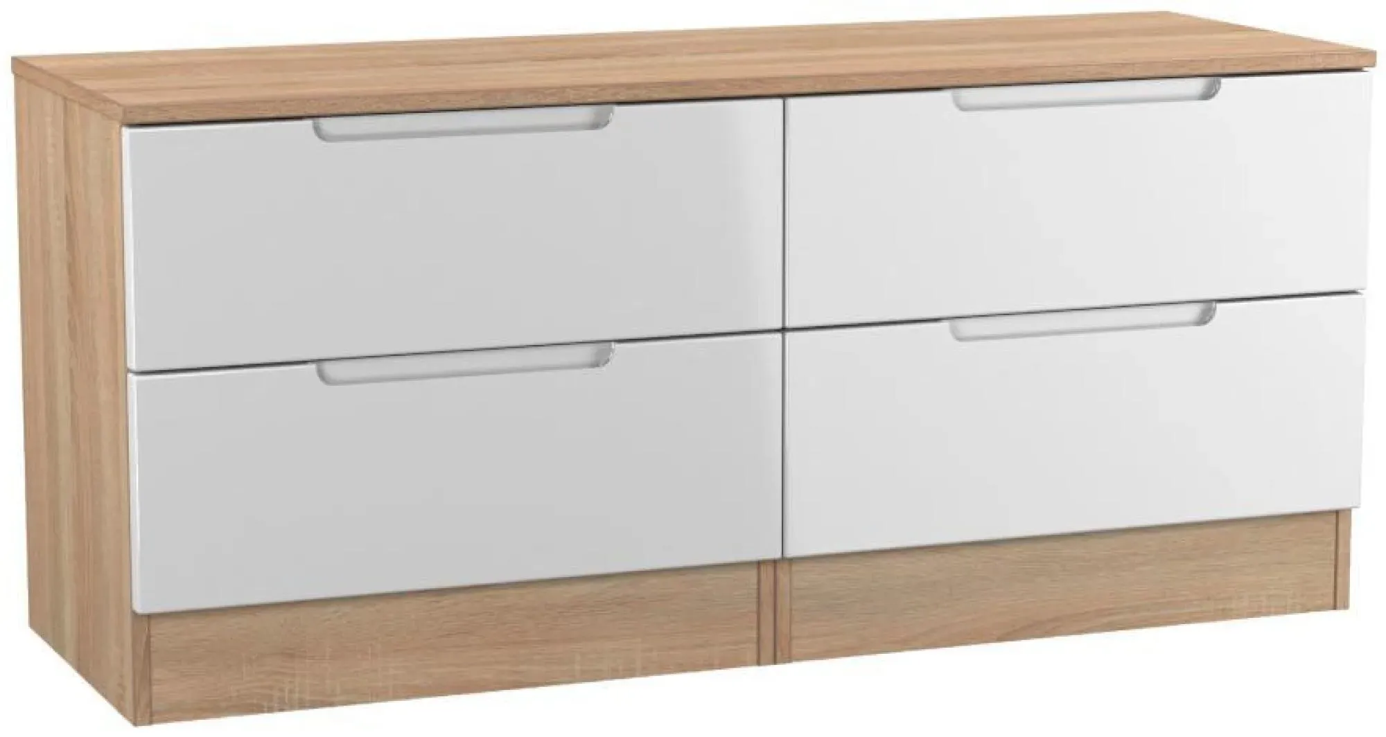 Milan Bed Box - White Gloss, Oak Effect