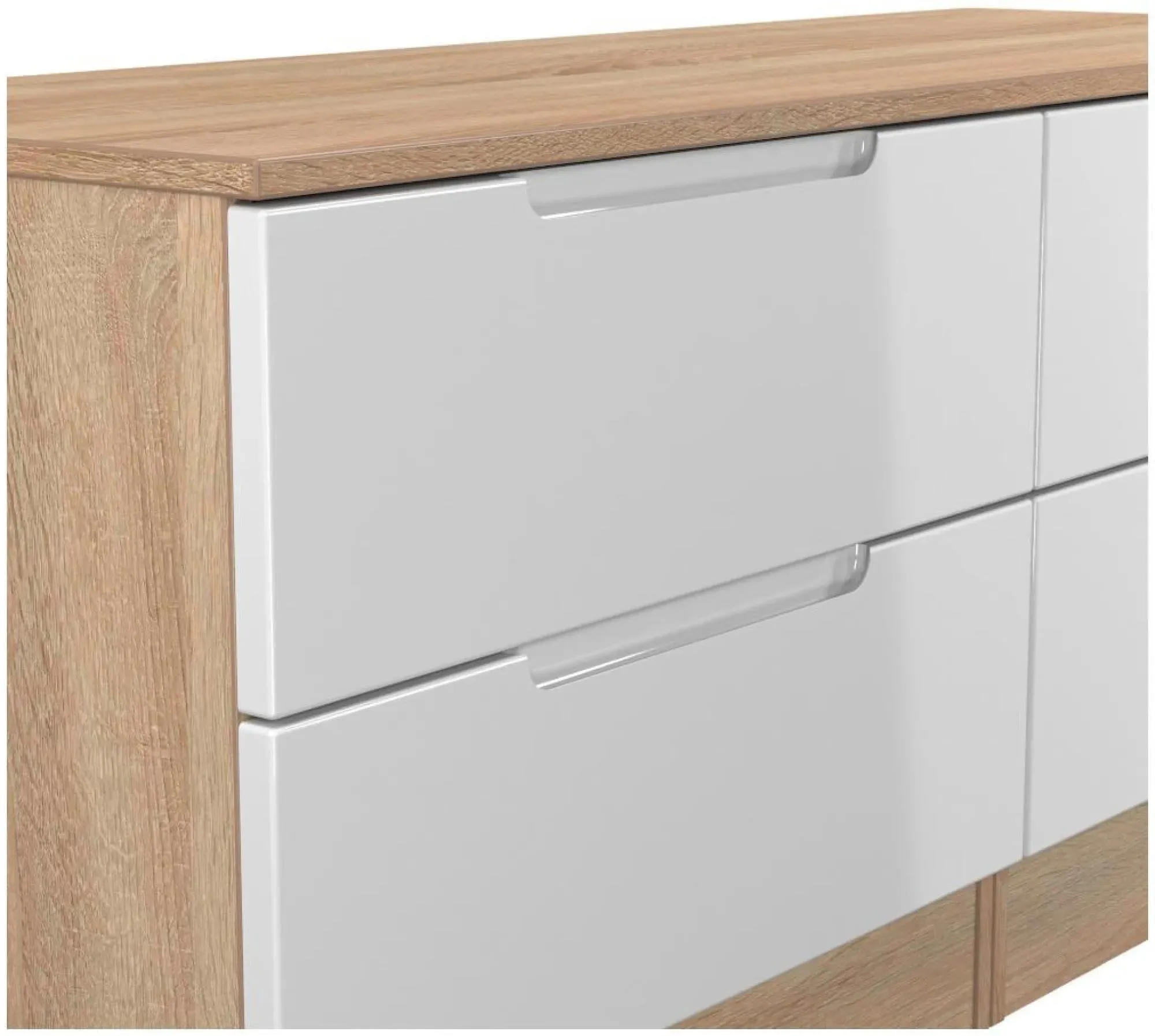 Milan Bed Box - White Gloss, Oak Effect