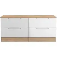 Milan Bed Box - White Gloss, Oak Effect