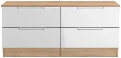 Milan Bed Box - White Gloss, Oak Effect