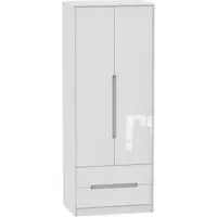 Monaco 2 Door 2 Drawer Tall Wardrobe - White