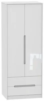 Monaco 2 Door 2 Drawer Tall Wardrobe - White image