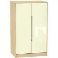 Monaco 2-Door Midi Wardrobe - Cream, Oak