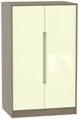 Monaco 2-Door Midi Wardrobe - Cream, Walnut