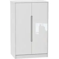 Monaco 2 Door Midi Wardrobe - High Gloss White, Cashmere