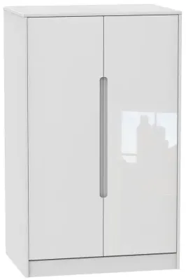 Monaco 2 Door Midi Wardrobe - High Gloss White, Cashmere