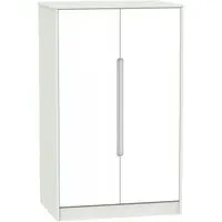 Monaco 2 Door Midi Wardrobe - White, Cashmere