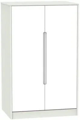 Monaco 2 Door Midi Wardrobe - White, Cashmere