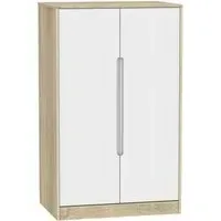 Monaco 2 Door Midi Wardrobe - White Matt, Oak Effect