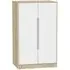 Monaco 2 Door Midi Wardrobe - White Matt, Oak Effect